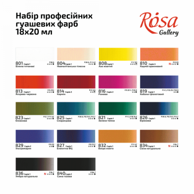 Набор гуашевых красок 18х20мл ROSA Gallery