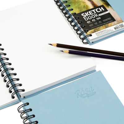 Блокнот на спирали A5 (14,8х21 см), 100 г/м2, 80л, синий, ROSA Studio