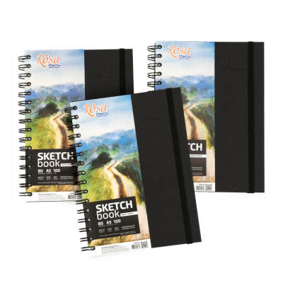 Блокнот на спирали A5 (14,8х21 см), 100 г/м2, 80л, черный, ROSA Studio