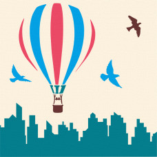 Набор для рисования картины с трафаретом Полет над городом, 20х20см, ROSA START