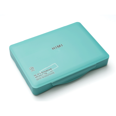 Набор гуашевых красок HIMI Twin Cup 48x12 мл, 3 кисти, зеленый пластиковый пенал