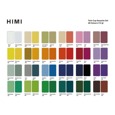 Набор гуашевых красок HIMI Twin Cup 48x12 мл, 3 кисти, персиковый пластиковый пенал Набор гуашевых красок HIMI Twin Cup 48x12 мл, 3 кисти, персиковый пластиковый пенал