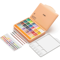 Набір гуашевих фарб HIMI Twin Cup 48x12 мл, 3 пензлі, персиковий пластиковий пенал