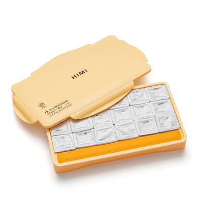 Набір гуашевих фарб Jelly Cup 18x30 мл, жовтий пластиковий пенал, HIMI