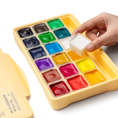 Набір гуашевих фарб Jelly Cup 18x30 мл, жовтий пластиковий пенал, HIMI