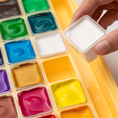 Набір гуашевих фарб Jelly Cup 18x30 мл, жовтий пластиковий пенал, HIMI