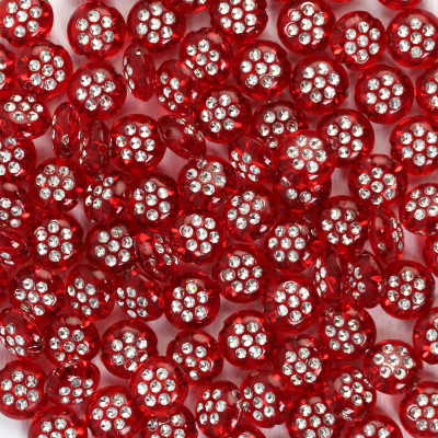 Намистини пластикові напівпрозорі Круглі червоні 50 шт