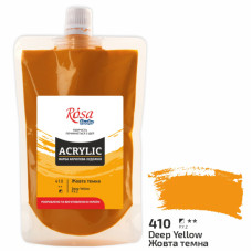 Краска акриловая Желтая темная 200 мл ROSA Studio
