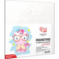 Холст на картоне с контуром, Умная единорожка, 20х20, хлопок акрил ROSA START