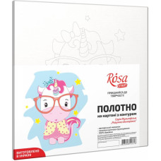 Полотно на картоні з контуром, „Розумна єдиноріжка“, 20х20, бавовна, акрил, ROSA START