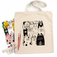 Набор, экосумка-раскраска, „Котики“, хлопок 220 г/м2, 38х42 см, ROSA Talent