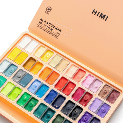 Набор гуашевых красок HIMI Twin Cup 48x12 мл, персиковый пластиковый пенал