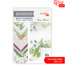 Набор дизайнерской бумаги „Wild Flowers А4, 200гр 8л, двустор матовая, ROSA TALENT (5311184)