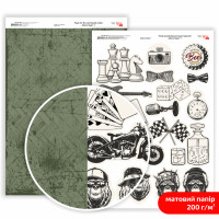 Бумага двусторонняя матовая, дизайнерская „Men's Style“ 7, 21х29,7 см, 200 г/м2, ROSA TALENT (5311154)