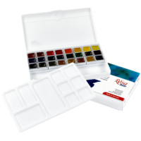 Набор акварельных красок 24 цвета в пластиковом пенале ROSA Studio 1,6 мл полукюветы 3405024