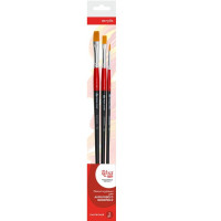 Набір кистей 2, синтетика, 3 шт, плоска (№8,12), кругла (№2), довга ручка ROSA Studio