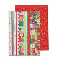 Бумага с рисунком Новогодний календарь А4(21х29,7см) двухсторонняя Красная 300г/м2 Heyda