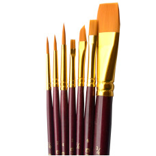 Набор кистей 7073, синтетика круг/плос/угл, 3/3/1 шт, KOLOS