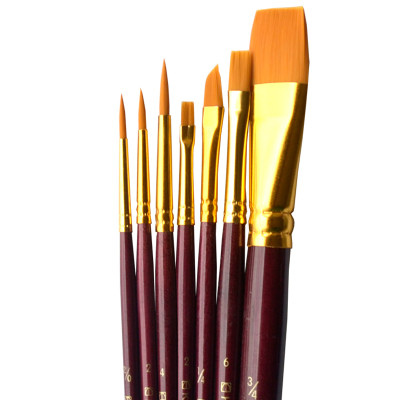 Набір пензлів 7073, синтетика круг/плос/кут, 3/3/1 шт, KOLOS