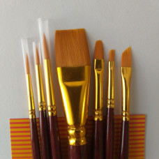 Набор кистей 7073, синтетика круг/плос/угл, 3/3/1 шт, KOLOS