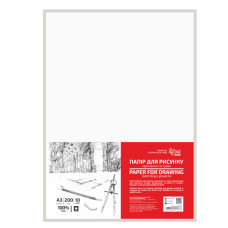 Бумага для рисунка и чертежа, пакет, А3 29,7х42 см, 10л, мелкое зерно, 200г/м2, ROSA Studio 169211002