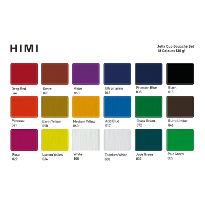 Набір гуашевих фарб Jelly Cup 18x30 мл, зелений пластиковий пенал, HIMI