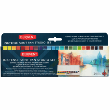 Краски черильные Derwent Inktense Paint Pan 24 цветы + кисть с резервуаром