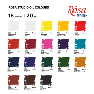 Набір олійних фарб 18×20 мл блістер ROSA Studio