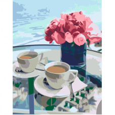 Набір картина за номерами стандарт „Кава та квіти“, 35х45 см, ROSA START (N00013539)