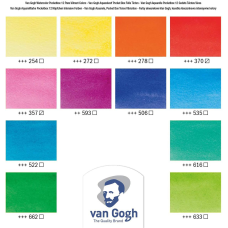 Набор акварельных красок VAN GOGH Pocket box VIBRANT COLOURS 12 кювет + кисточка, Royal Talens
