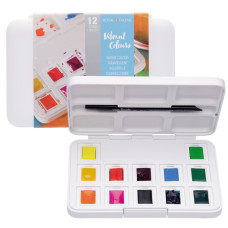 Набір акварельних фарб, VAN GOGH, Pocket box VIBRANT COLOURS, 12 кювет+пензлик, пластик, Royal Talen