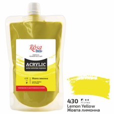 Краска акриловая Желтая лимонная 200 мл ROSA Studio