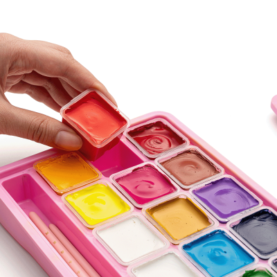 Набор гуашевых красок HIMI Jelly Cup 18x30 мл, 3 кисти, розовый пластиковый пенал Набор гуашевых красок HIMI Jelly Cup 18x30 мл, 3 кисти, розовый пластиковый пенал