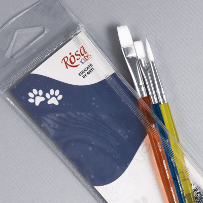 Набор кистей 4, синтетика, 3шт: круглая (№6), плоская (№6,10), ROSA Kids