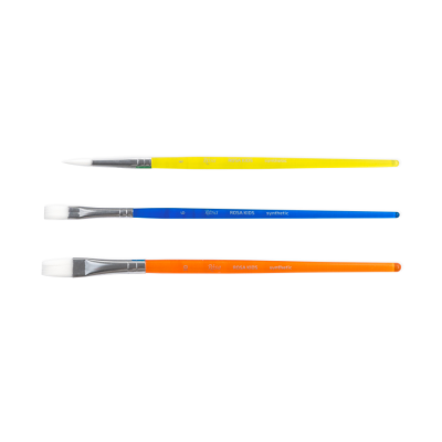 Набор кистей 4, синтетика, 3шт: круглая (№6), плоская (№6,10), ROSA Kids