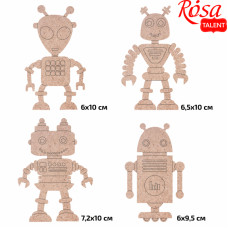 Набір заготовок „Роботи“ 2, ДВП, 4 шт, з магнітною стрічкою, ROSA TALENT (289049)
