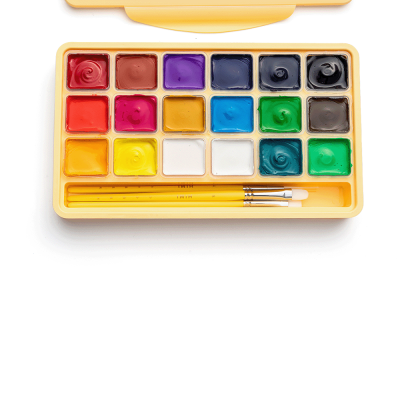 Набор гуашевых красок HIMI Jelly Cup 18x30 мл, 3 кисти, желтый пластиковый пенал Набор гуашевых красок HIMI Jelly Cup 18x30 мл, 3 кисти, желтый пластиковый пенал