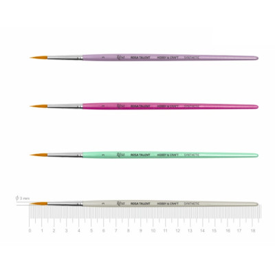 Кисть синтетика круглая ДЛЯ ДЕКОРА, HOBBY CRAFT, 3, к.р. ROSA TALENT (H C0R03)
