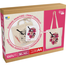Набір екосумка-розмальовка Flowers, бавовна 220 г/м2, 38х42 см, ROSA Talent