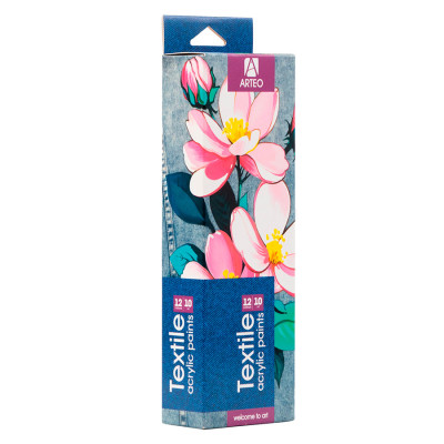 Набор акриловых красок для росписи тканей Flowers 12x10мл Arteo