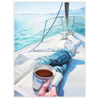 Полотно на картоні з контуром, Морські пейзажі №5, 30*40, бавовна, акрил, ROSA START