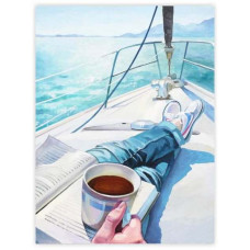 Полотно на картоні з контуром, Морські пейзажі №5, 30*40, бавовна, акрил, ROSA START