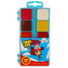 Набор детской акварели TRAVEL KIDS, 10 цв б-кисти, пластик, ГАММА (312044-TK)
