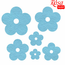 Набор фетровых заготовок „Цветы“, голубые, 6 шт, ROSA TALENT (29070)