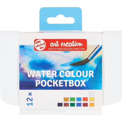 Набор акварельных красок TALENS ART CREATION, Pocket box 12 кювет, кисть, спонж, Royal Talens