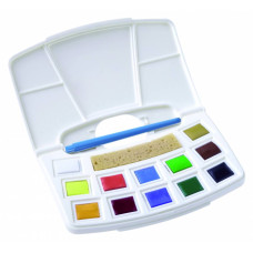 Набор акварельных красок TALENS ART CREATION, Pocket box 12 кювет, кисть, спонж, Royal Talens