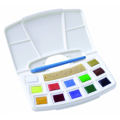 Набор акварельных красок TALENS ART CREATION, Pocket box 12 кювет, кисть, спонж, Royal Talens