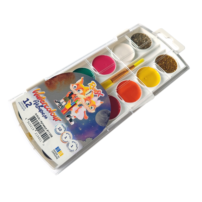 Набор акварельных красок с кистью 12 шт, Rudix Набор акварельных красок с кистью 12 шт, Rudix