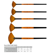 Кисть Синтетика веерная, FLAME 1368FN, №4, кор ручка ROSA 1368FN04