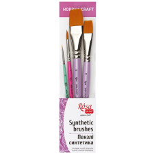 Набір пензлів №4 ДЛЯ ДЕКОРУ, синтетика кругла та плоска, 4 шт №0,4,18,26 ROSA TALENT HCSET04 